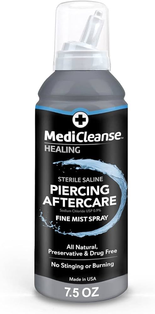 Sterile Saline Piercing Fine Mist Spray 7.5 Oz. All Natural, No Alcohol, Vegan Friendly, for Pier... | Amazon (US)