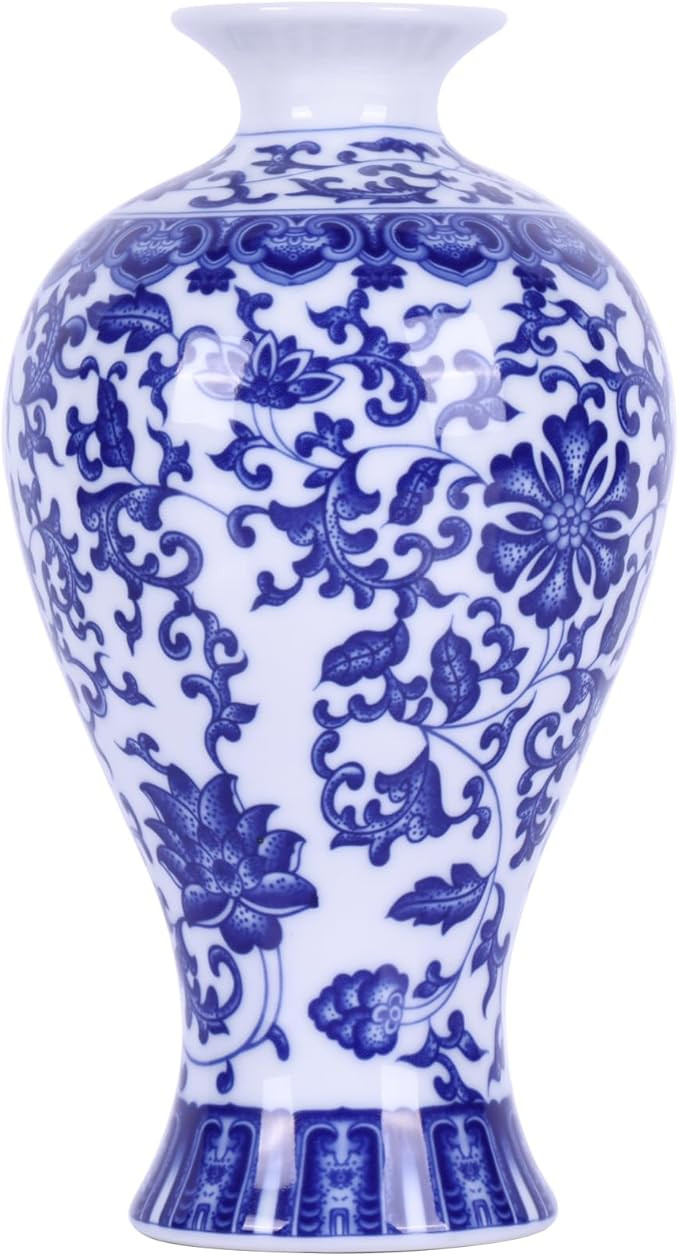 Traditional Thin-Bodied Blue and White Porcelain Bud Vases,Hand-Painted Chinoiserie Ceramic Vases... | Amazon (US)