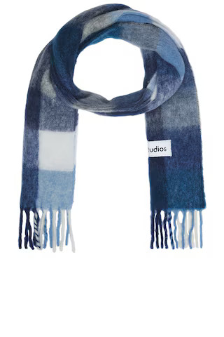 Acne Studios Scarf in Indigo Grey & Light Blue - Blue. Size all. | FWRD 