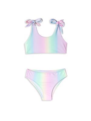 Little Girl's & Girl's 2-Piece UPF 50+ Rainbow Tie-Shoulder Bikini Set | Saks Fifth Avenue