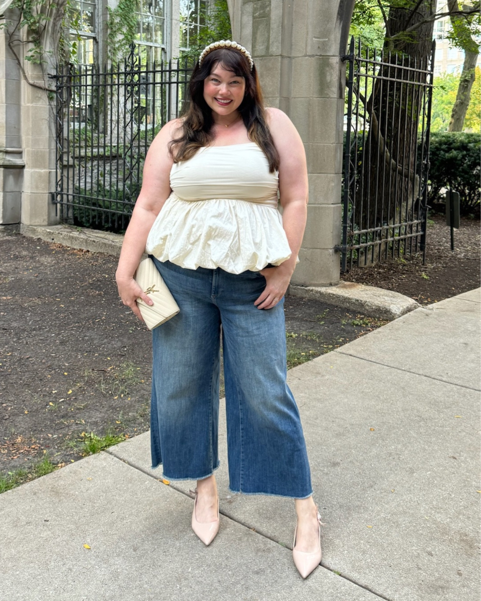Found this adorable plus size bubble tank at Target and had so much fun styling it! It went perfectly with my cropped jeans and new kitten heels. Perfect transition look as the weather cools down!

#LTKPlusSize
