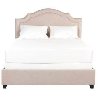 Theron Off-White Queen Upholstered Bed | The Home Depot
