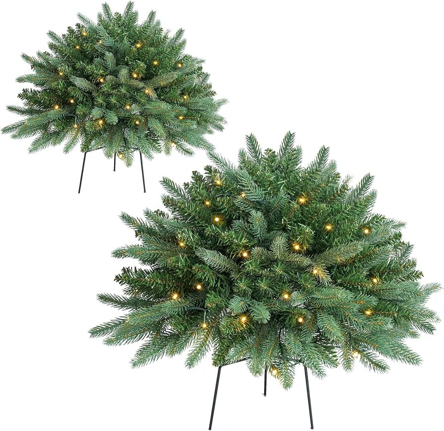 HomeKaren Christmas Planter Filler Tree Outdoor Prelit 2 Pack, 24" Urn Fillers for Porch Planters... | Amazon (US)