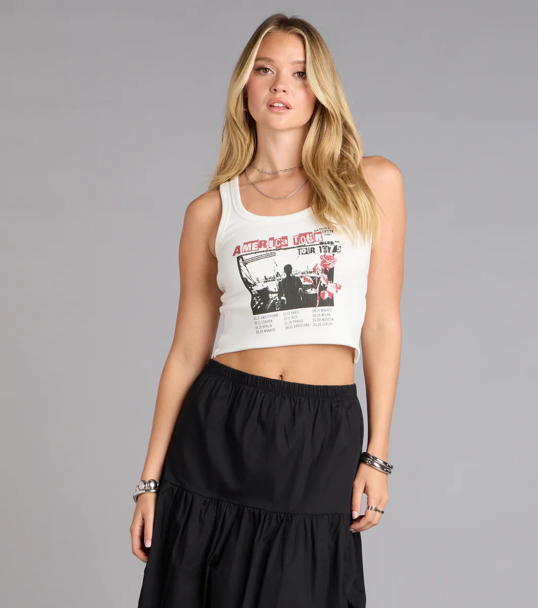 Retro Tour Graphic Crop Tank Top | Windsor Stores