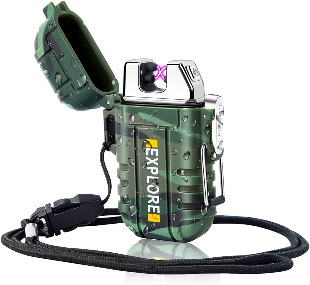 LcFun Waterproof Lighter Outdoor Windproof Lighter Dual Arc Lighter Electric Lighters USB Recharg... | Amazon (US)