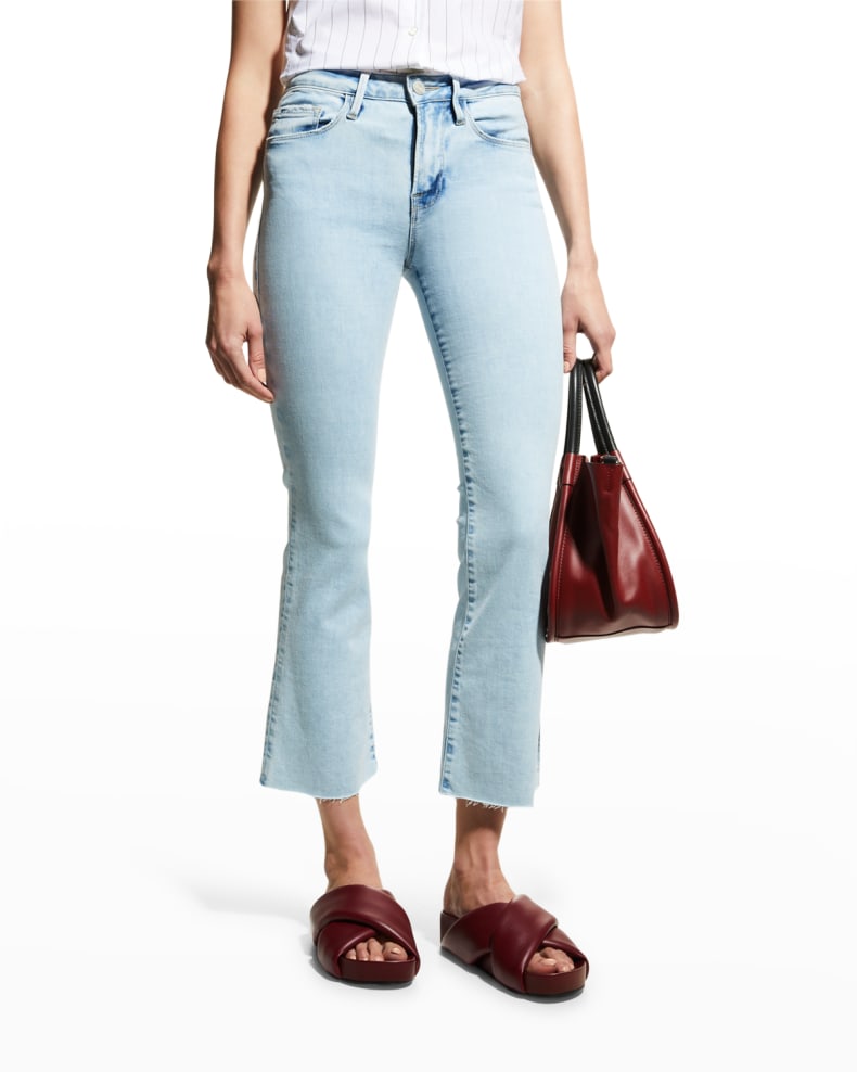 FRAME Le Crop Mini Boot Raw Hem Cropped Bootcut Jeans | Neiman Marcus