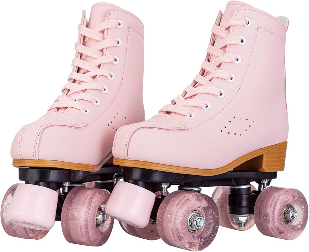 YYW Roller Skates for Girls and Women, Fantastic Pink Purple PU Leather Light Up Kids Youth Rolle... | Amazon (US)