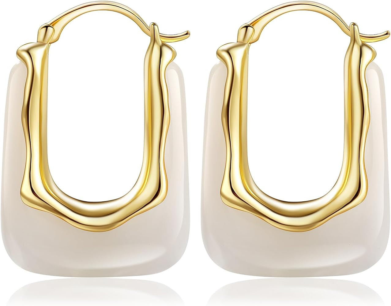 Acrylic Hoop Earrings Chunky Huggie Statement Vintage Earrings Cute Resin Drop Earring Trendy Jew... | Amazon (US)