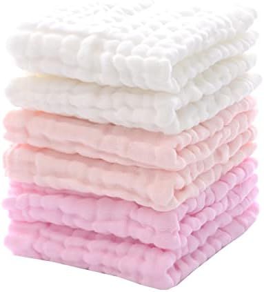 MUKIN Baby Muslin Washcloths - Soft Face Cloths for Newborn, Absorbent Bath Face Towels, Baby Wipes, | Amazon (US)