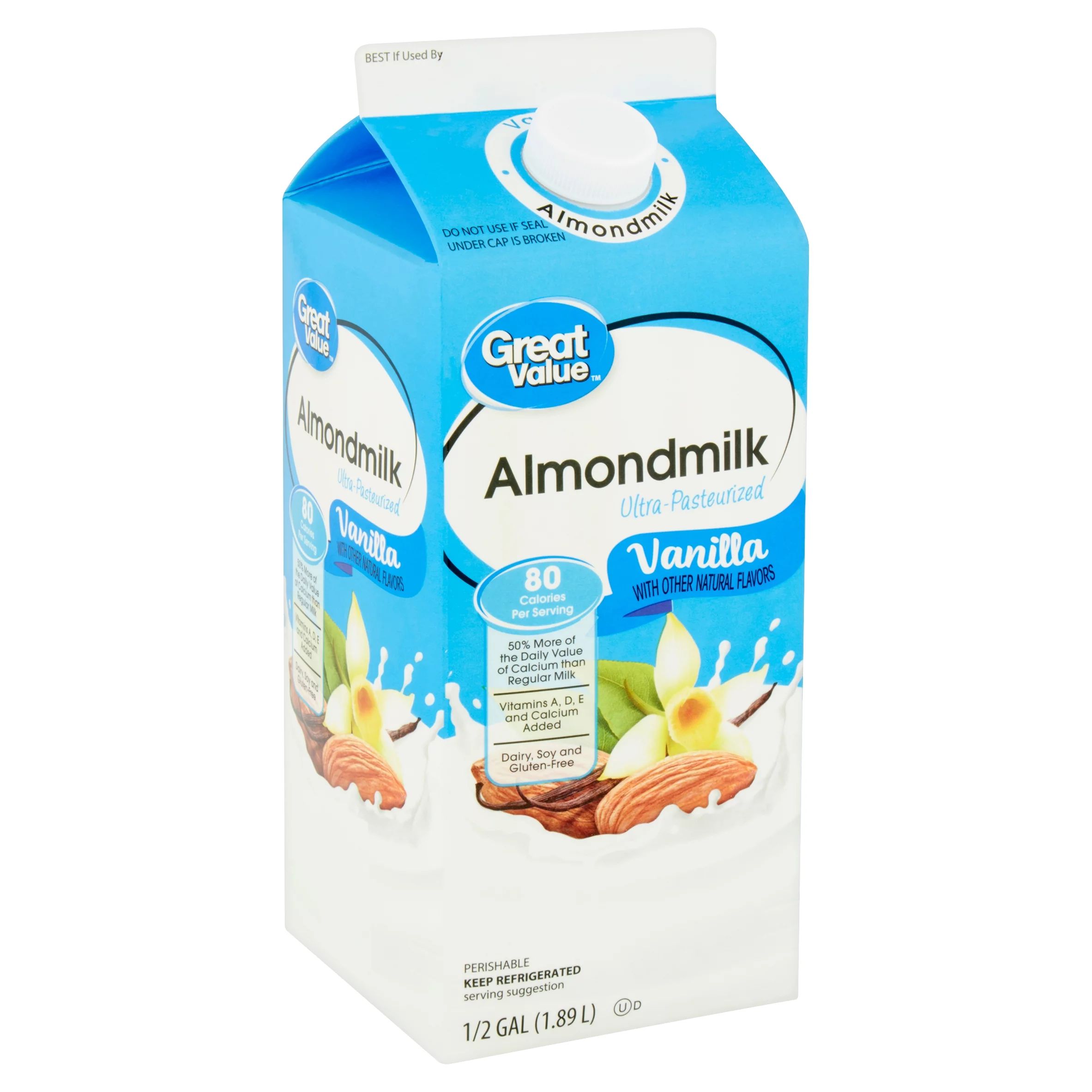 Great Value Vanilla Almond Milk, Half Gallon, 64 fl oz - Walmart.com | Walmart (US)