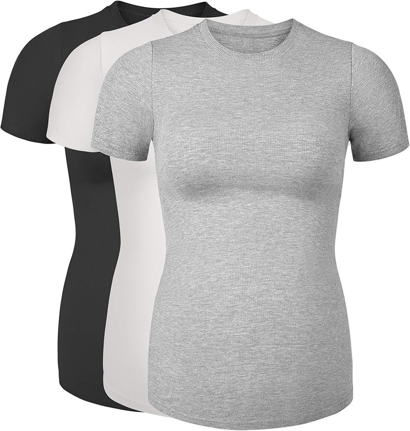 Peauty Maternity Ribbed T-Shirts with Crew Neck and Short Sleeves Shirts, Before During After Pre... | Amazon (US)