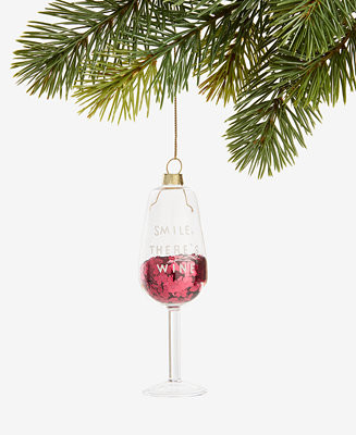 Burgundy Sequin Wine Glass Ornament, Macy's Exclusive | Macy's