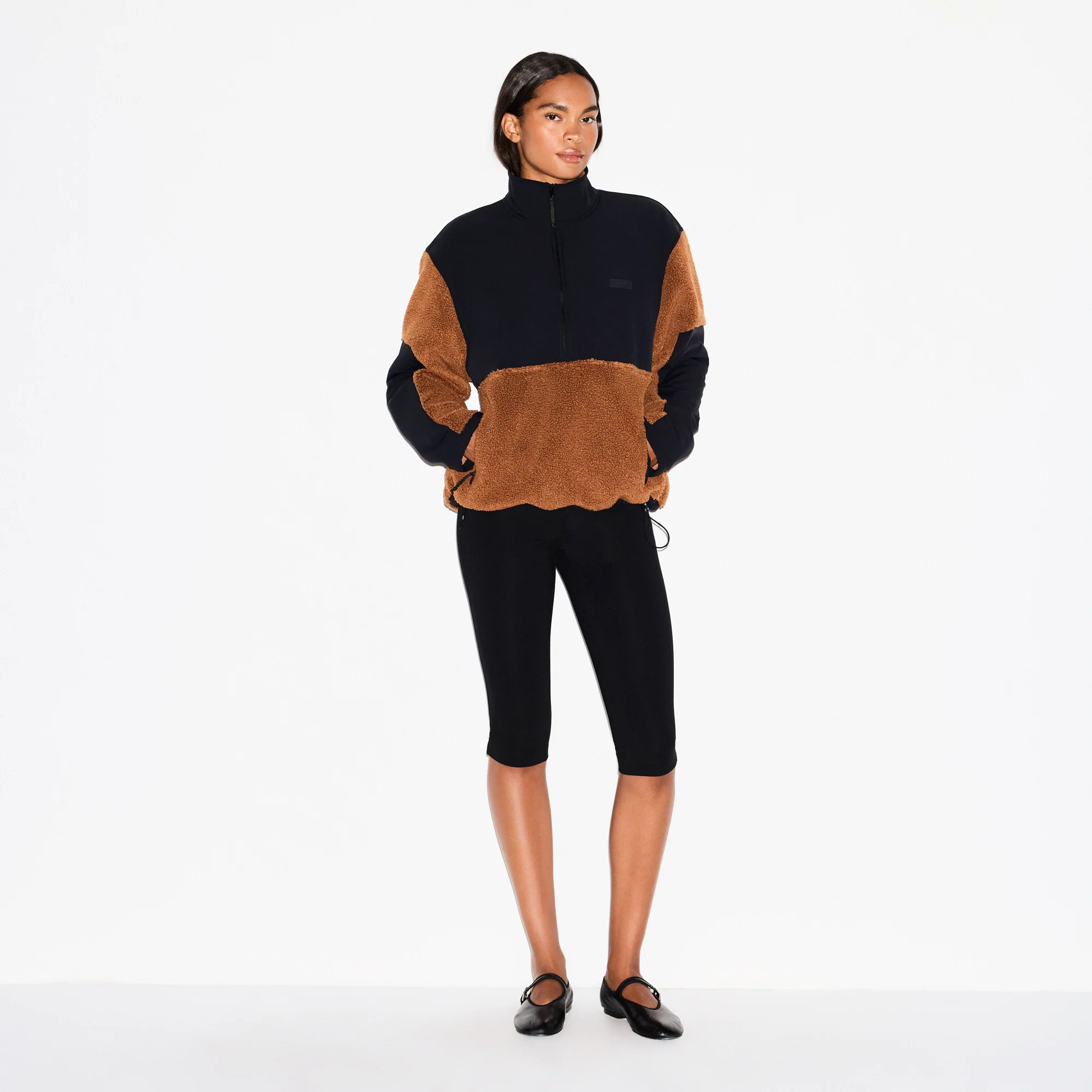 SKIMS Oversized Half Zip Up Jacket Pullover | Medium Neutral | Small | Teddy | SKIMS (US)