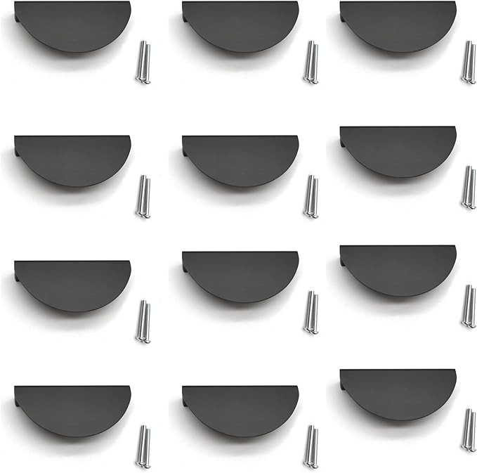 Susenya Black Cabinet Pulls,12pcs, Half Moon Pull Handles with Mounting Screws Semicircle Drawer ... | Amazon (US)