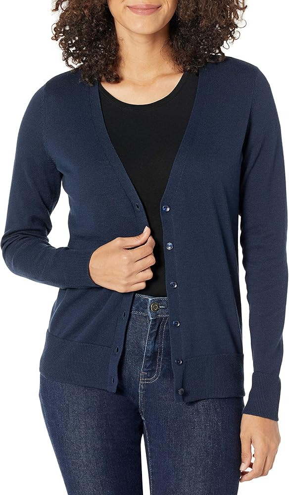 Amazon Essentials Women's Classic Fit Lightweight Long-Sleeve V-Neck Cardigan | Amazon (US)