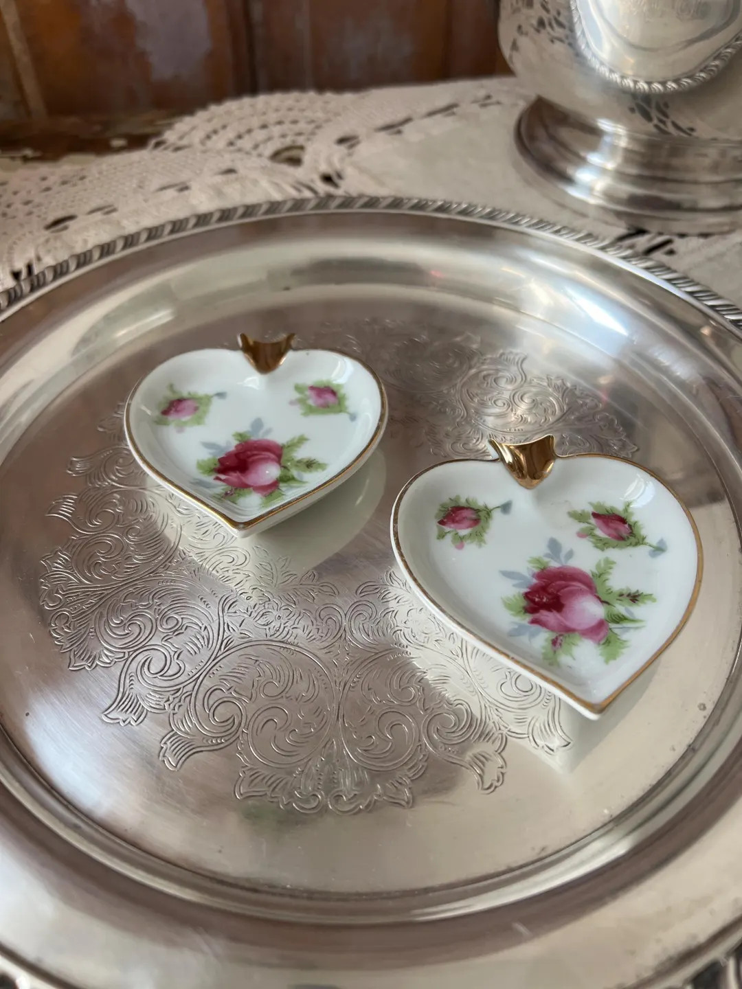 2 Small Vintage Procelin Heart Shaped and Roses Relish or Butter Dish. - Etsy | Etsy (US)