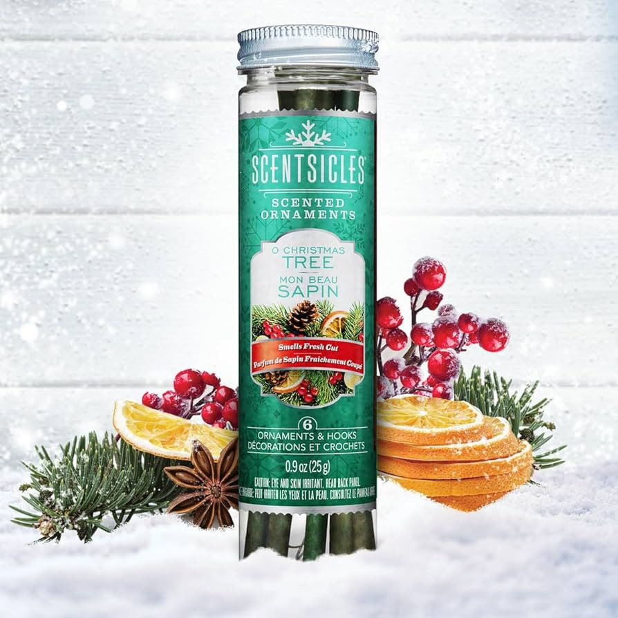 Scentsicles O Christmas Tree Scented Ornaments with Hooks - 1 Bottle (6 Sticks Total) | Amazon (US)