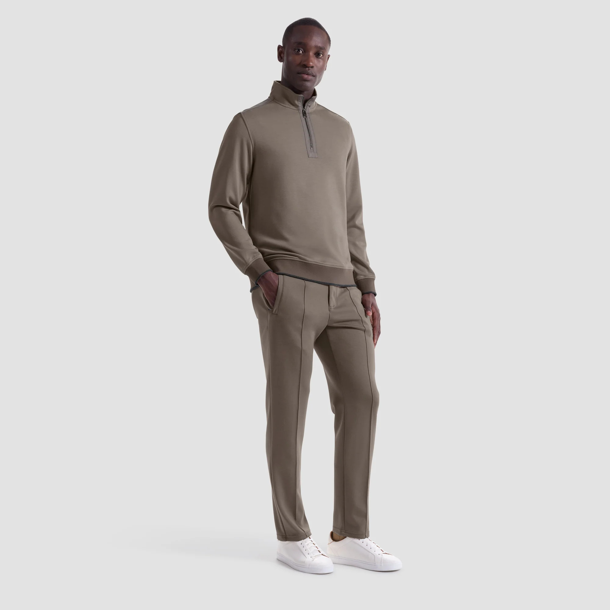 Soft Touch Quarter Zip Mock Neck Pullover | Bugatchi