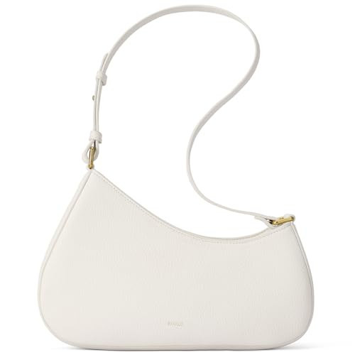 Crescent Shoulder Bag for Going Out, Small White Leather Mini Purse, Cute Purses for Women | Amazon (US)