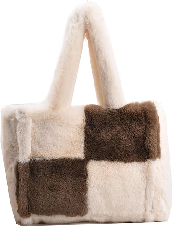 Extolove Fluffy Tote Bag for Women, Winter Furry Purse Y2K Faux Fur Bag Fuzzy Shoulder Handbag | Amazon (US)