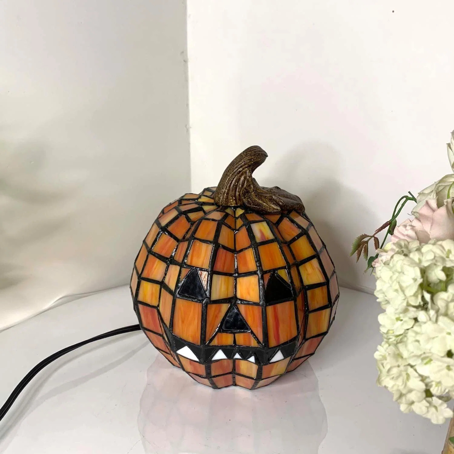 Tiffany-Style Stained Glass Jack-O'-Lantern Pumpkin Accent Lamp For Halloween Decor | Wayfair North America