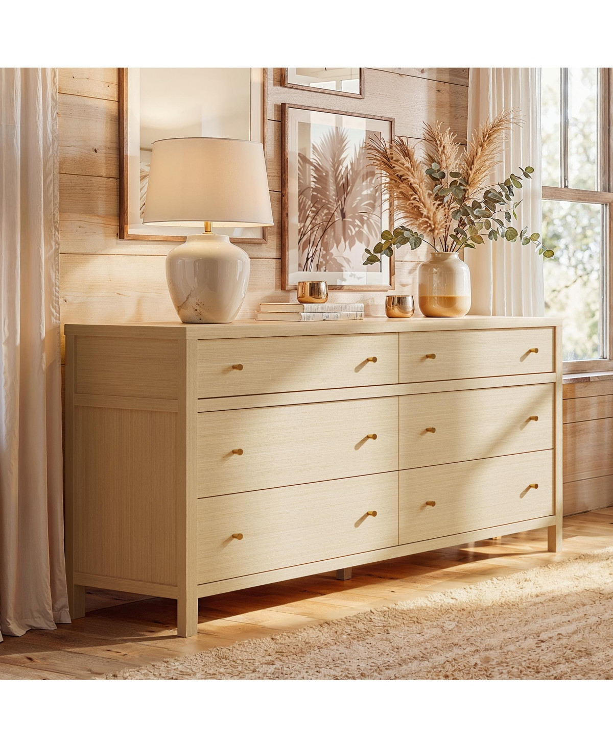 Homsee Solid Wood Dresser Pre-Assembled Chest - Natural | Macy's