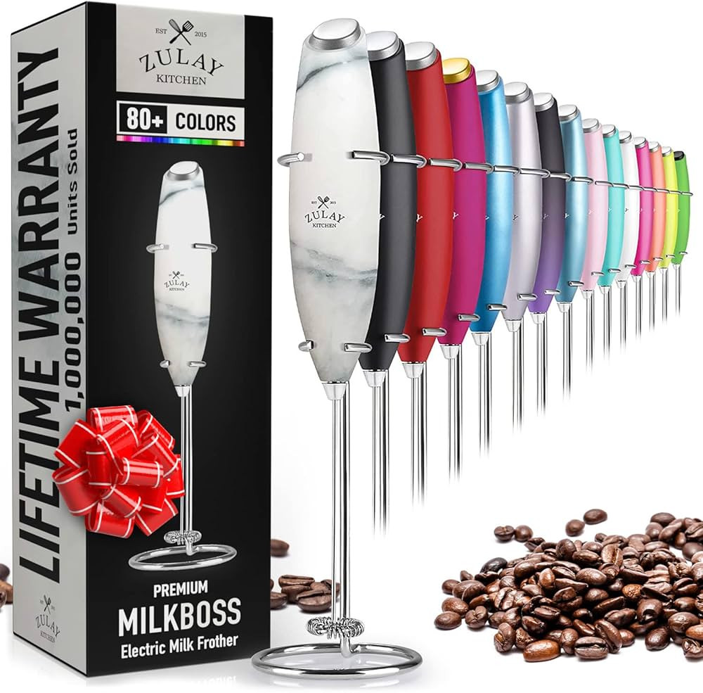Zulay Original Milk Frother Handheld Foam Maker for Lattes - Whisk Drink Mixer for Coffee, Mini F... | Amazon (US)