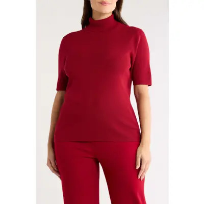 Anne Klein Short Sleeve Turtleneck Sweater in Anne Black at Nordstrom, Size 0X | Nordstrom
