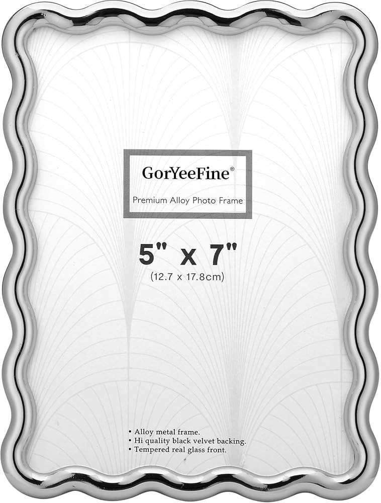 Silver 5x7'' Wave Design Photo Frame,High-End Heavy Duty Metal Picture Frames 7x5'' with Velvet B... | Amazon (US)