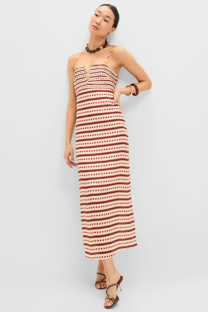 Red Stripes Antigua Linen Midi Dress | Tuckernuck (US)