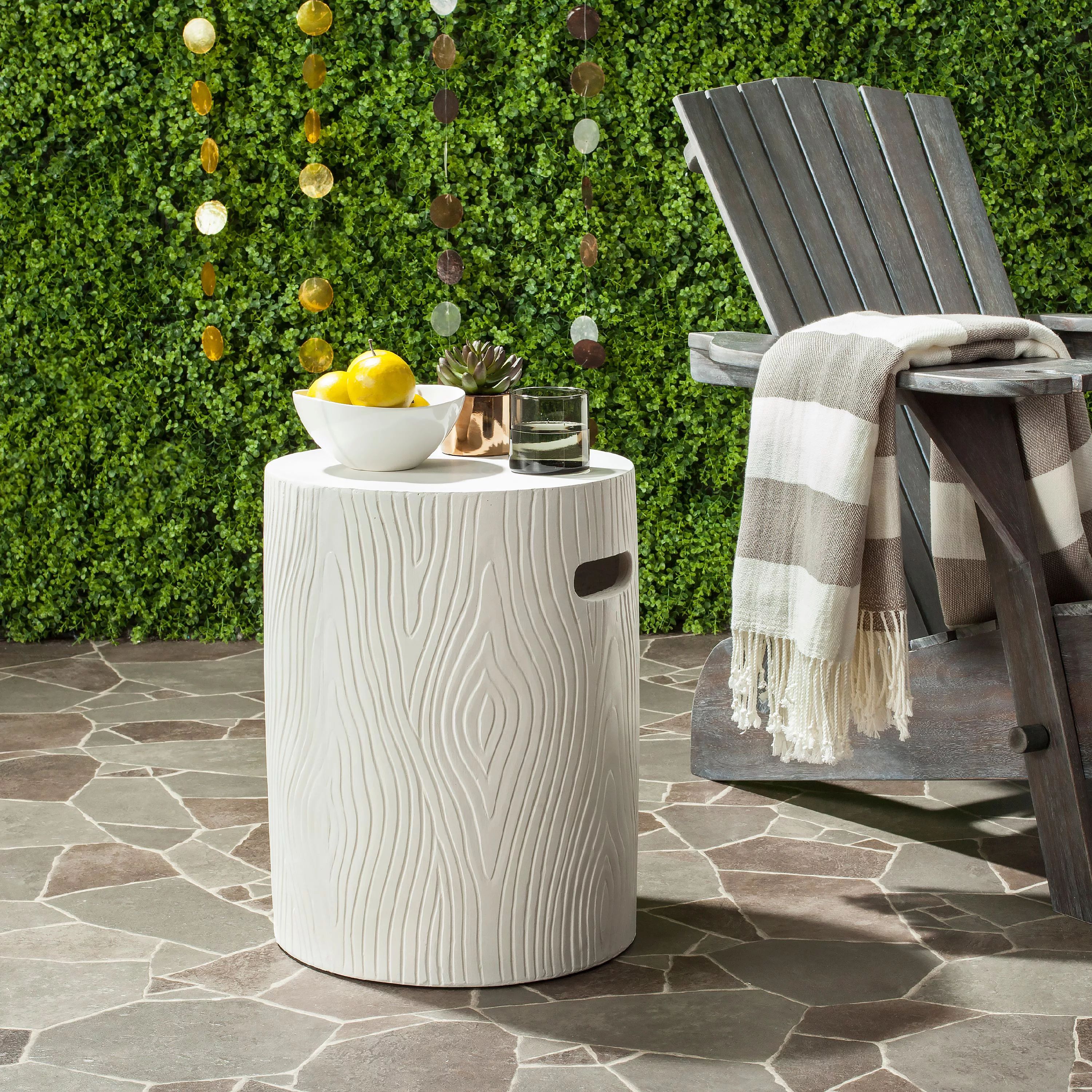 Safavieh Trunk Outdoor Concrete Round Accent Table - Ivory | Walmart (US)