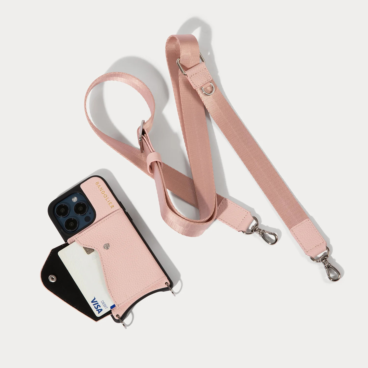 Bobby Crossbody Phone Case - Pastel Pink/Silver | Bandolier