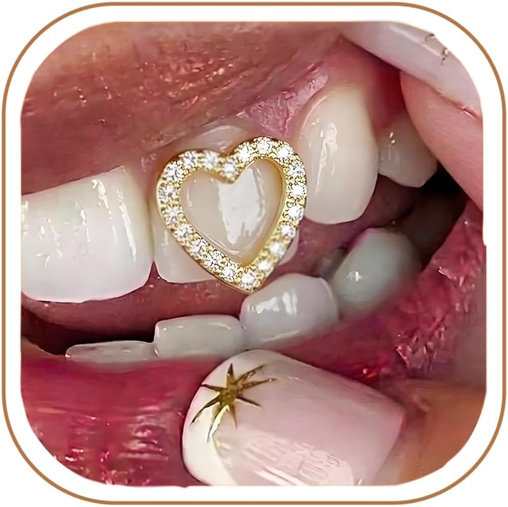Heart Gold Teeth Grillz for Women Grills for Your Teeth Men Gold Tooth Cap Grillz for Women Golde... | Amazon (US)