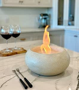 XL Portable Table Top Fire Pit - Durable, Concrete Indoor Fire Pit Tabletop, Smokeless Mini Fire ... | Amazon (US)