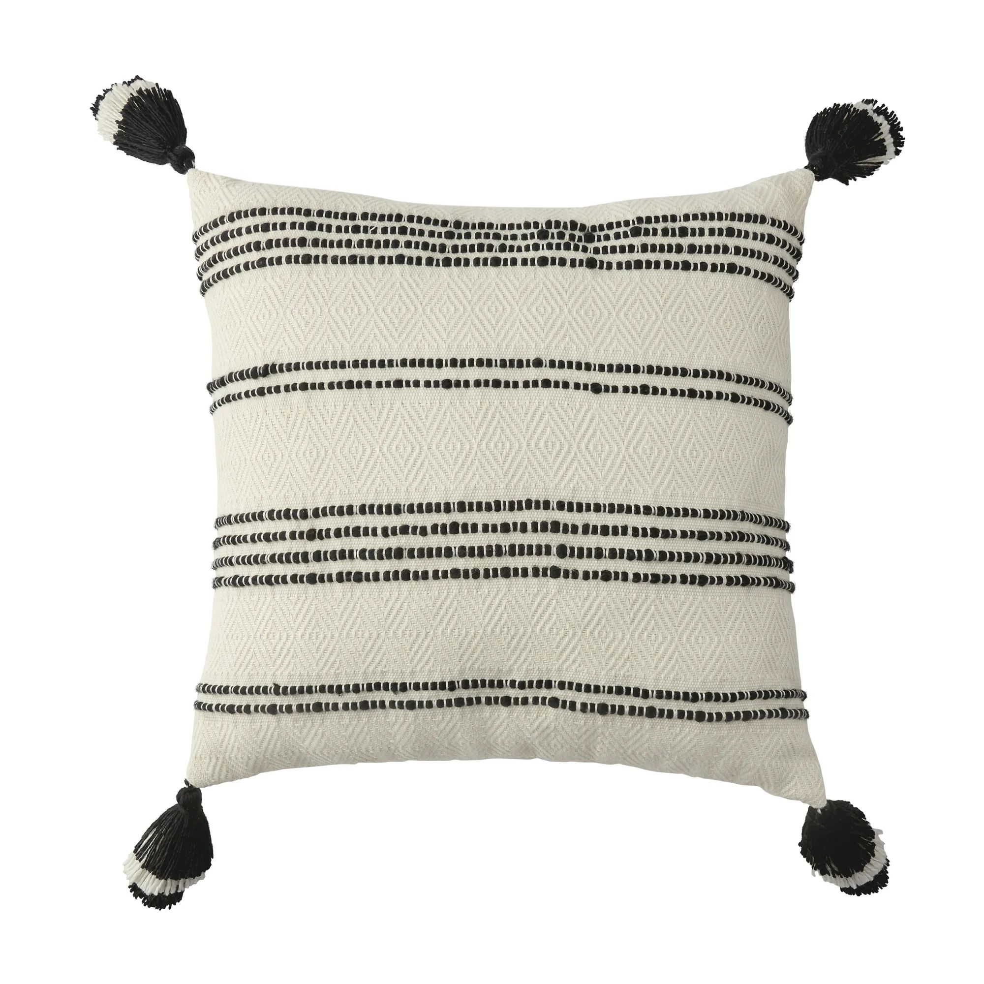 Better Homes & Gardens 21" x 21", Woven Stipe Outdoor Toss Pillow, Black & White | Walmart (US)