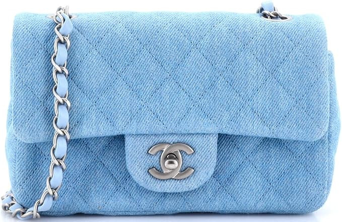 Amazon.com: Chanel, Pre-Loved Classic Single Flap Bag Quilted Denim Mini, Blue : Amazon Luxury | Amazon (US)