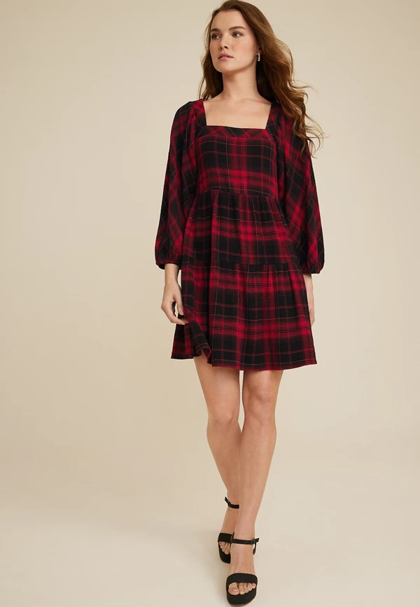 Buffalo Plaid Babydoll Dress | Maurices