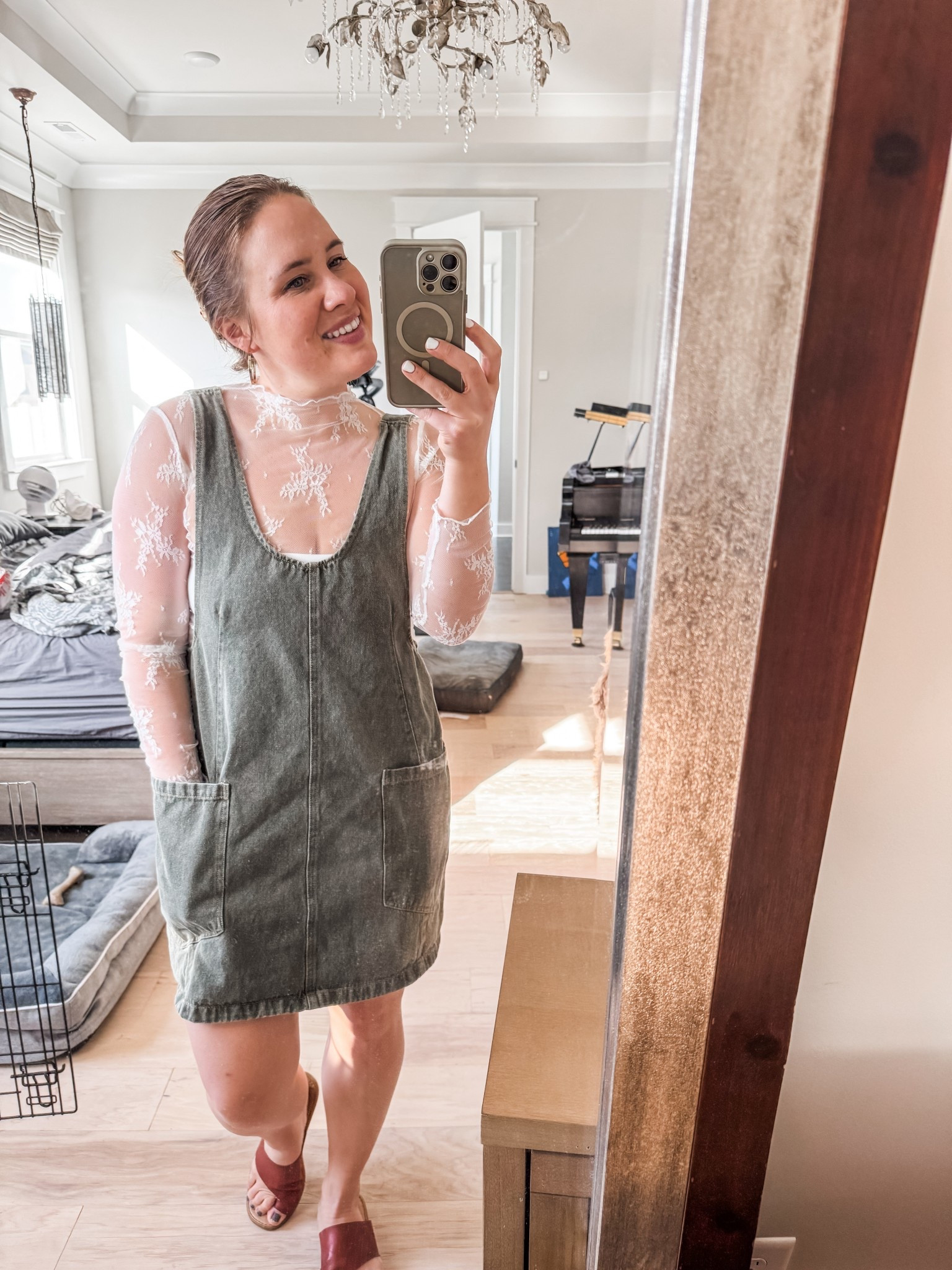 Lace and overall trend 

Wear something feminine or tight fitted when the rest of the outfit is baggy!

True to size!!! The dress fits oversized. I’m in a medium but likely should have done a small  

#LTKFindsUnder50 #LTKStyleTip #LTKSpringSale