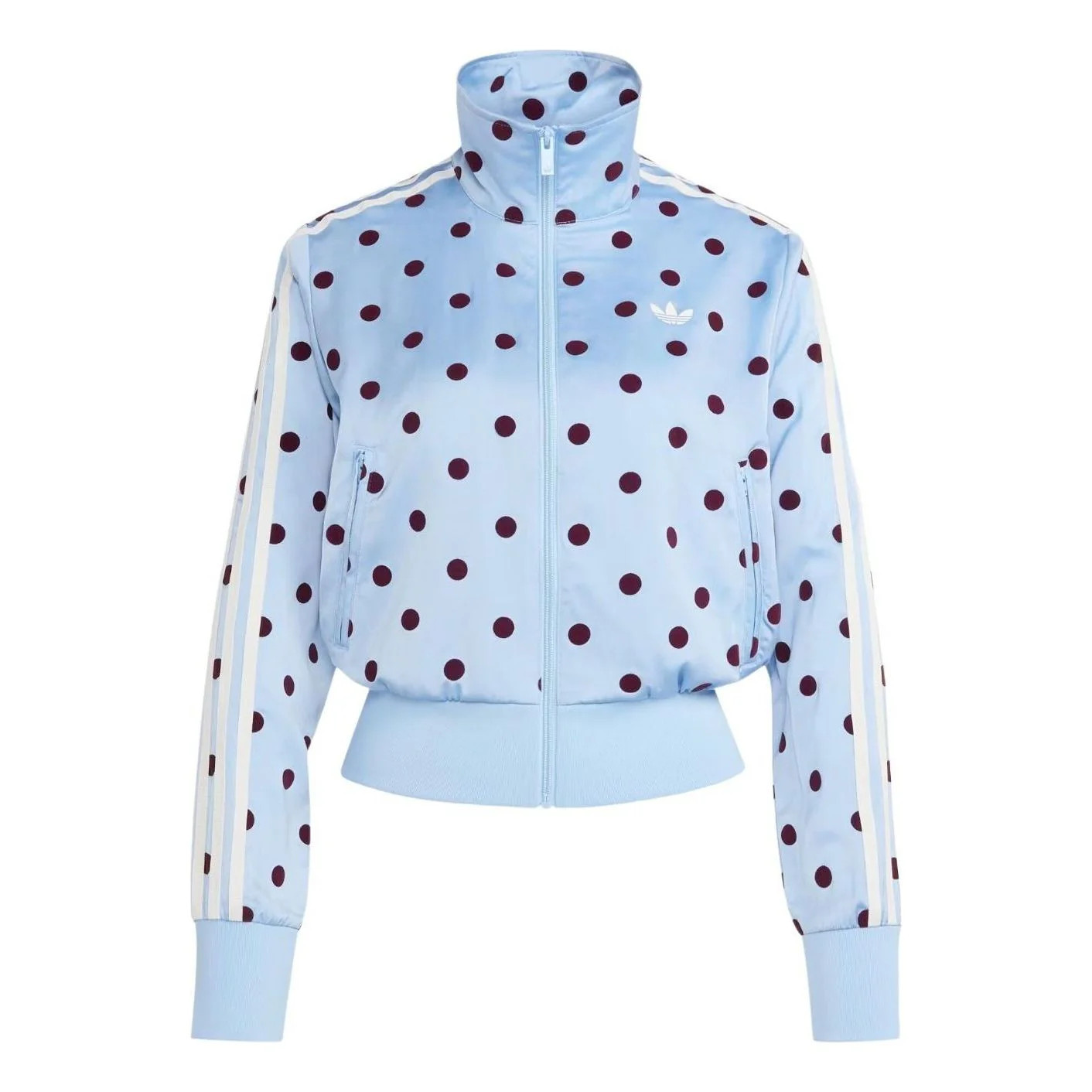 (WMNS) adidas Satin Polka Dots TT Track Jacket 'Clear Sky' KV1167 | KICKS CREW