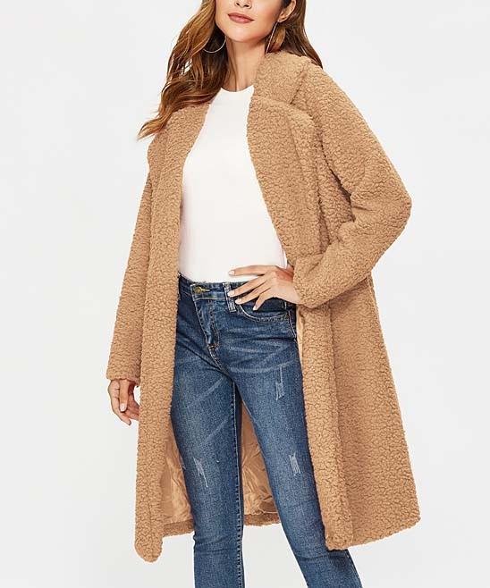 Suvimuga Women's Overcoats Camel - Camel Teddy Coat - Women | Zulily