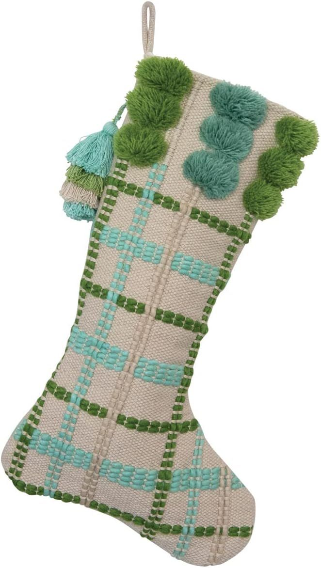 Creative Co-Op 20" Woven Cotton and Wool Stocking | Amazon (US)