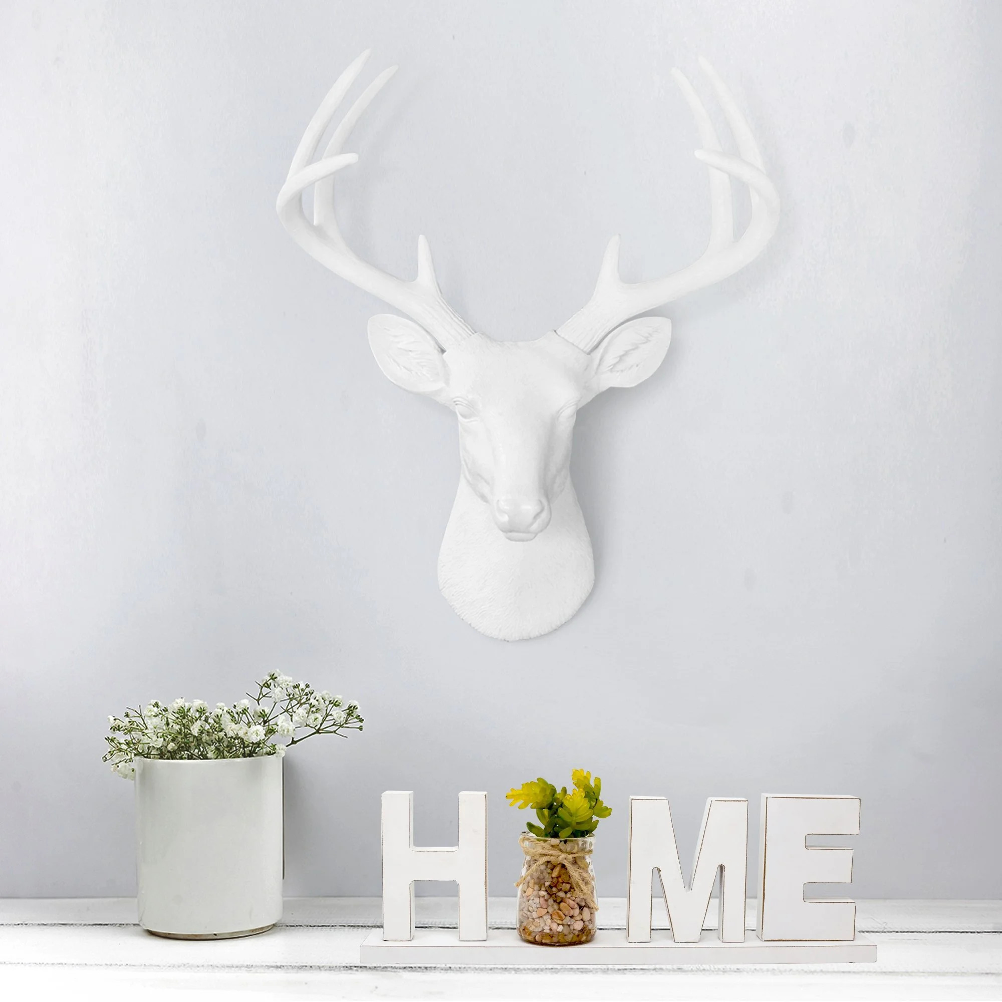 Wall Charmers Large White Faux Deer Head - 21 inch Faux Taxidermy Animal Head Wall Decor - Handma... | Walmart (US)