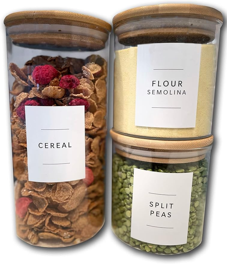 Lovable Labels Pre-Printed Farmhouse/Minimalist Pantry Labels - 168 Dishwasher Safe Pantry Contai... | Amazon (CA)