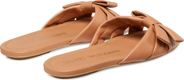 Stuart Weitzman Sofia Bow Slide Sandal (Women) | Nordstrom Tan Sandals 2024 Tan Slide Sandals | Nordstrom