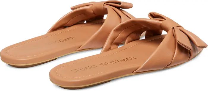 Stuart Weitzman Sofia Bow Slide Sandal (Women) | Nordstrom Tan Sandals 2024 Tan Slide Sandals | Nordstrom