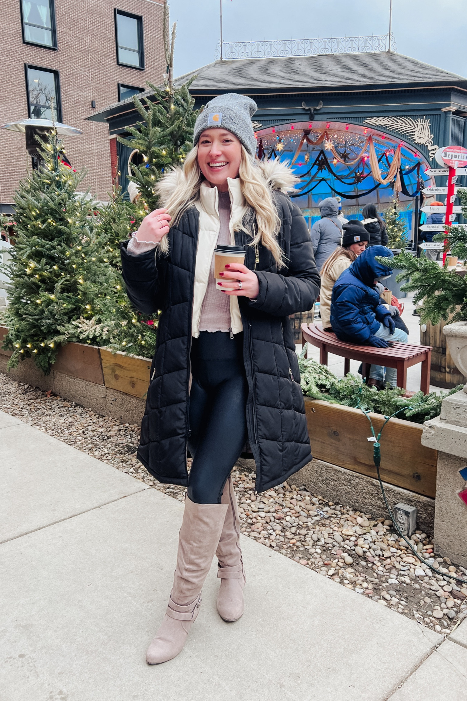 Christkindlmarkt fun 🎄✨

This coat has been SO good. Looks really classy but keeps me SO warm for winter fun like this. 10/10 recommend 🫶

#LTKsalealert #LTKHoliday #LTKU