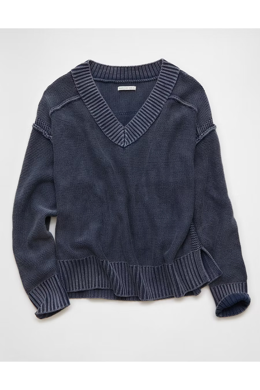 AE Long Weekend V-Neck Sweater Women's Navy XL | American Eagle Outfitters (US & CA)