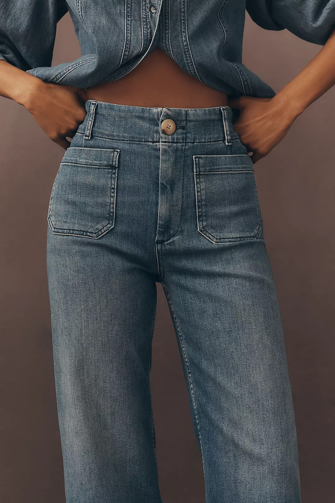 The Colette Cropped High-Rise Wide-Leg Jeans by Maeve | Anthropologie (US)