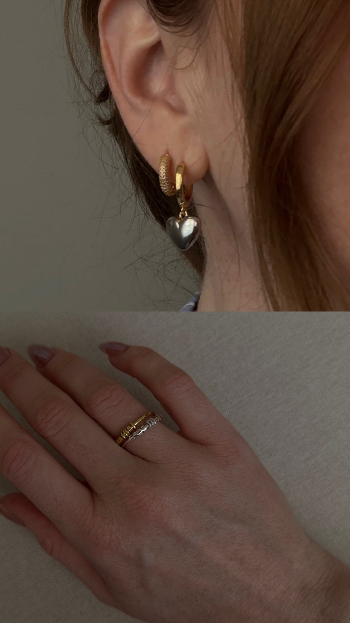 new Caitlyn Minimalist pieces! 
• Clarissa pave huggies - 18k gold
• Mixed metal heart huggies
• Dainty Morse code ring - 18k gold (“L E O”)
• Dainty Morse code ring - sterling silver (“9 20”)




#LTKStyleTip #LTKU #LTKFindsUnder50