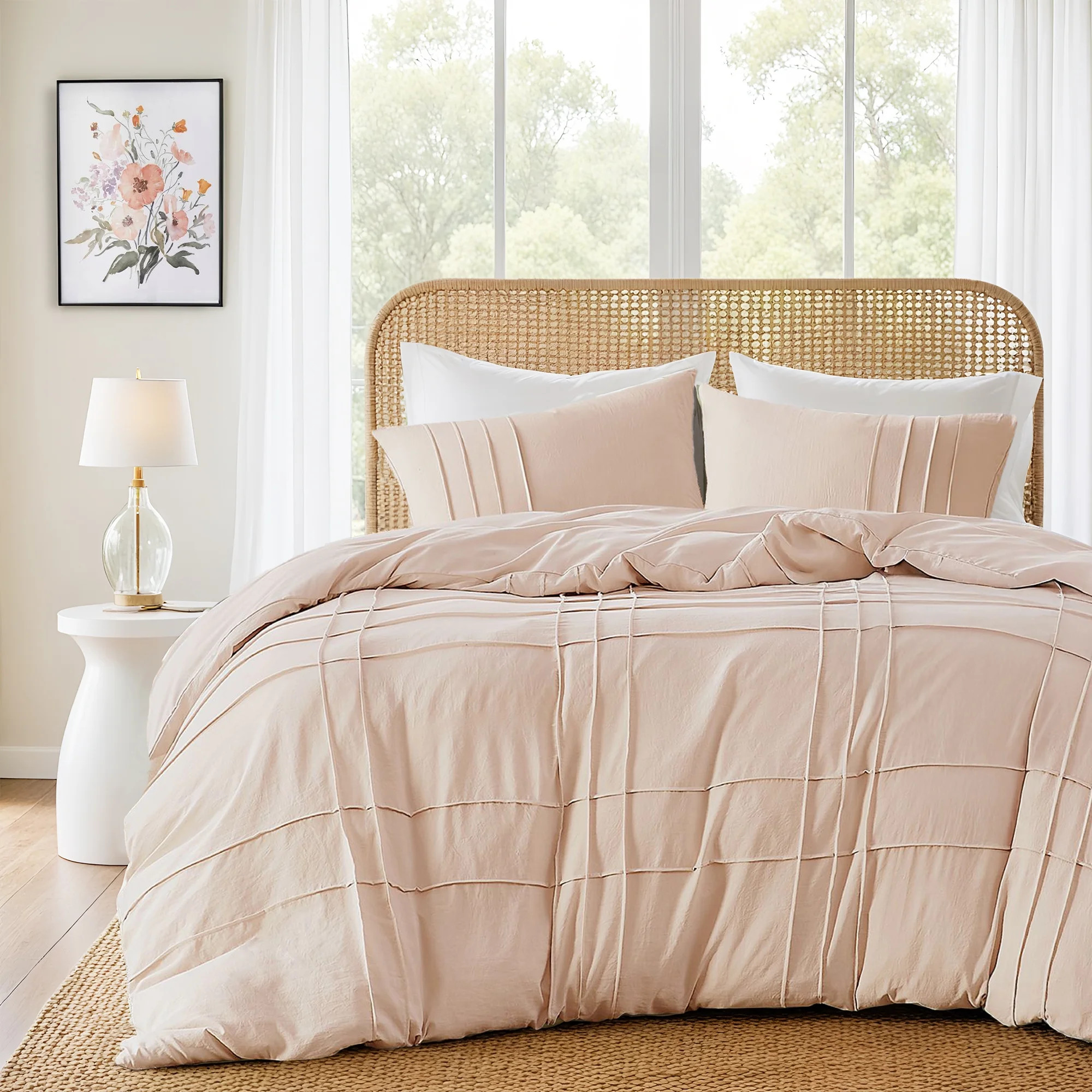 Regency Heights King Duvet Cover Set, Soft Washed Pleated Duvet Cover King, 3-Piece Bedding Set w... | Walmart (US)